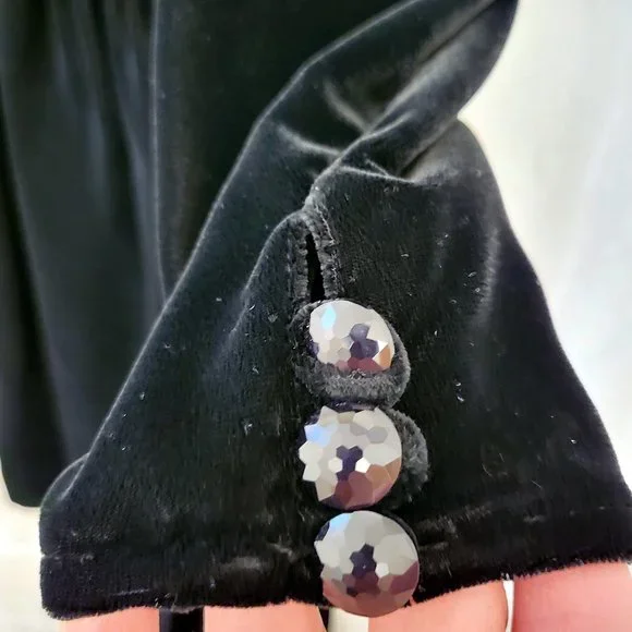 RARE Vintage Valentino Black Velvet Midi Dress, Italian size 44 - Picture 10 of 15